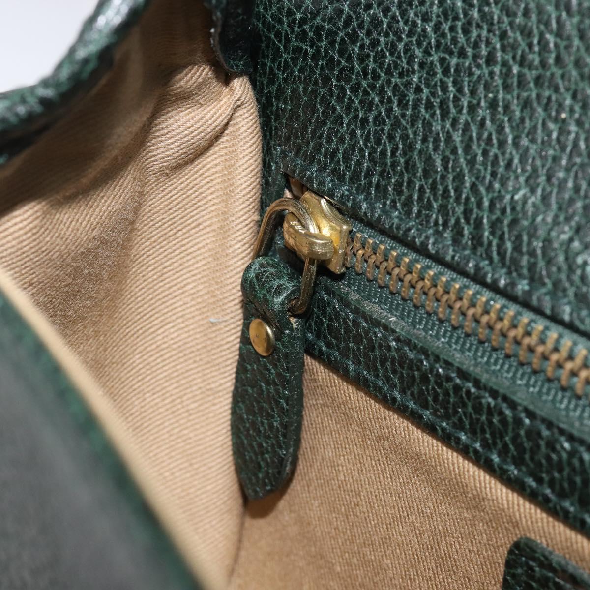 Polo Ralph Lauren Shoulder Bag Leather Green Gold Auth 212027A