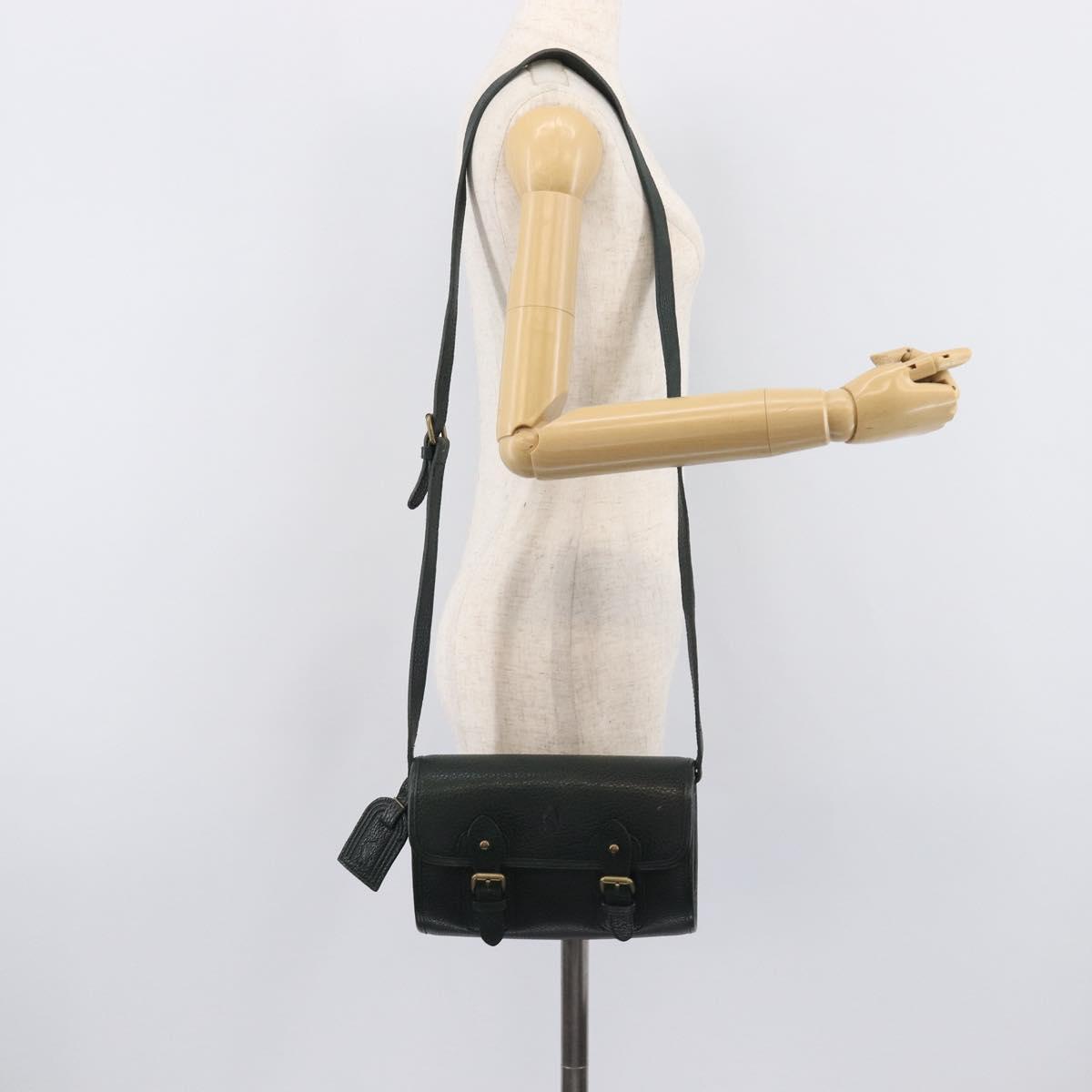 Polo Ralph Lauren Shoulder Bag Leather Green Gold Auth 212027A