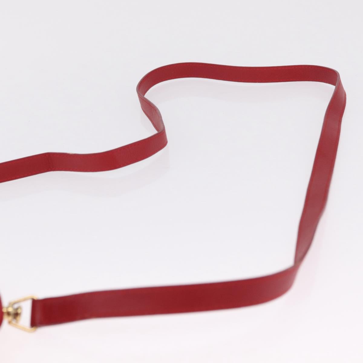 GUCCI Bamboo Hand Bag Leather 2way Red Gold 007 2032 0231 Auth 212032