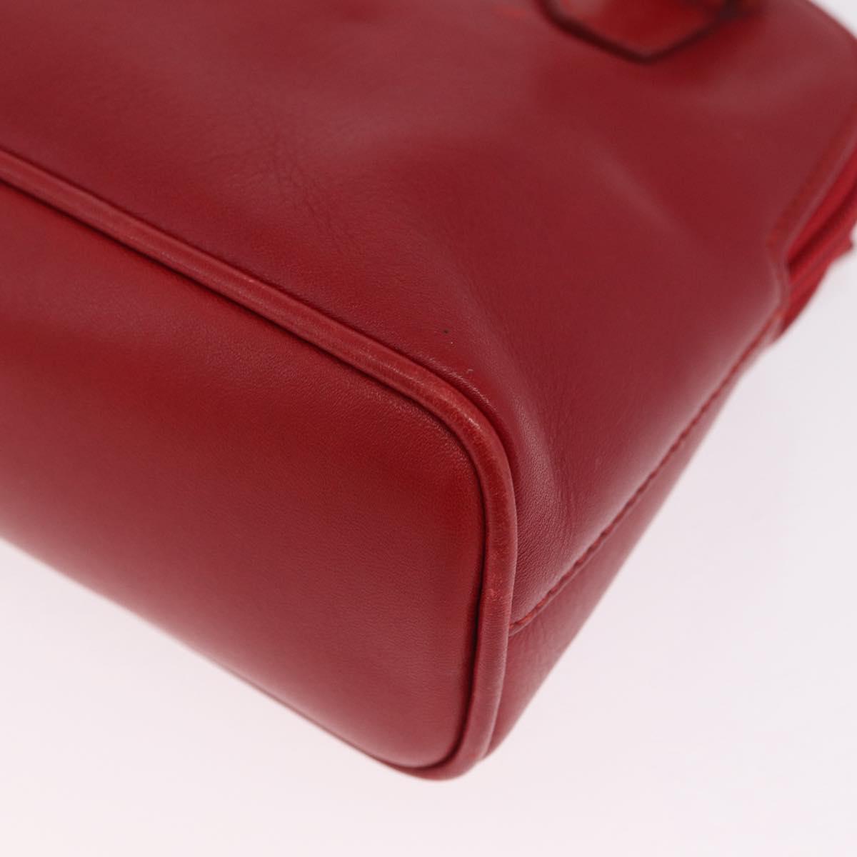 GUCCI Bamboo Hand Bag Leather 2way Red Gold 007 2032 0231 Auth 212032