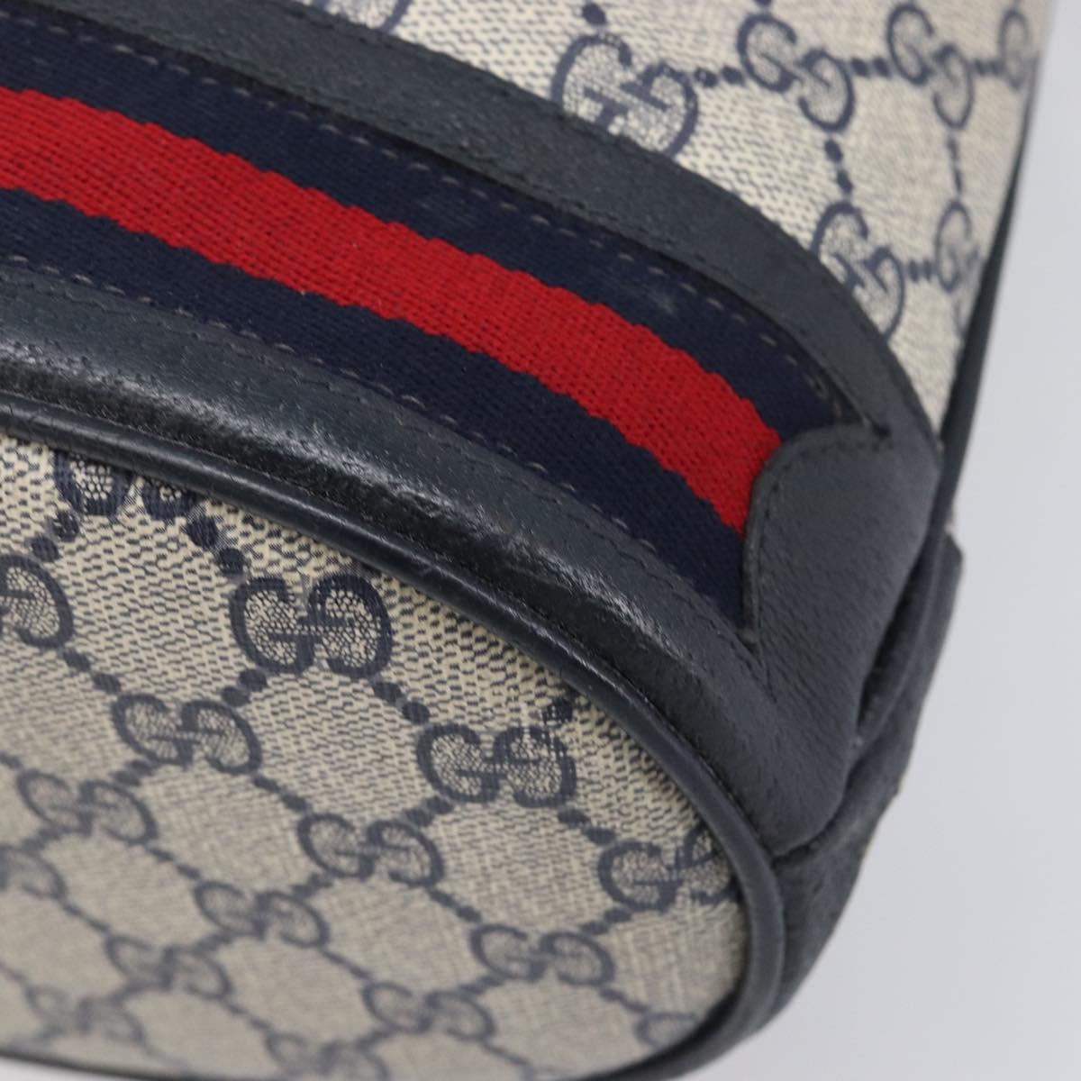 GUCCI GG Supreme Sherry Line Shoulder Bag PVC Navy Gold 41 02 085 Auth 212034