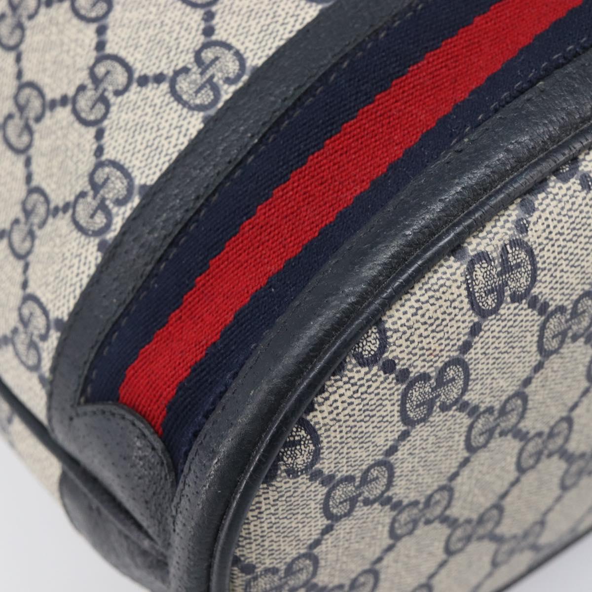 GUCCI GG Supreme Sherry Line Shoulder Bag PVC Navy Gold 41 02 085 Auth 212034