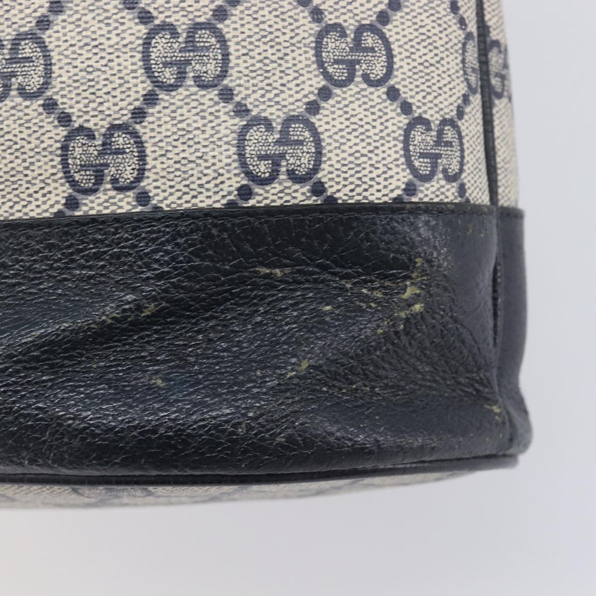 GUCCI GG Supreme Sherry Line Shoulder Bag PVC Navy Gold 41 02 085 Auth 212034