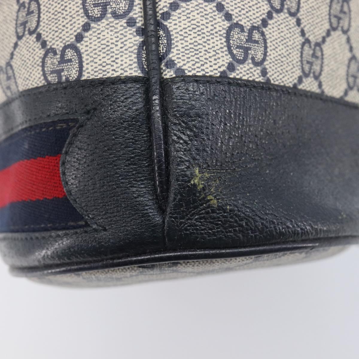GUCCI GG Supreme Sherry Line Shoulder Bag PVC Navy Gold 41 02 085 Auth 212034