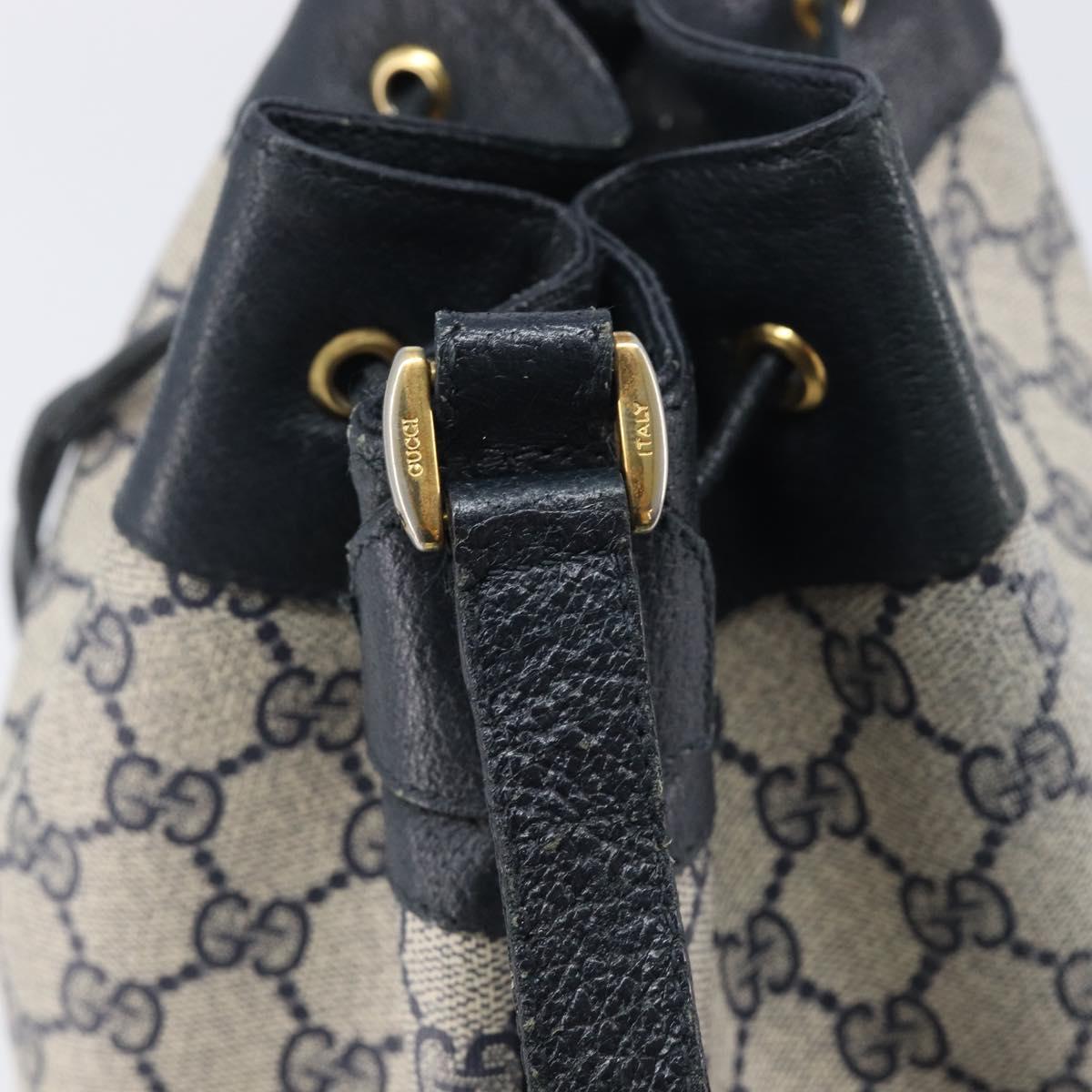 GUCCI GG Supreme Sherry Line Shoulder Bag PVC Navy Gold 41 02 085 Auth 212034