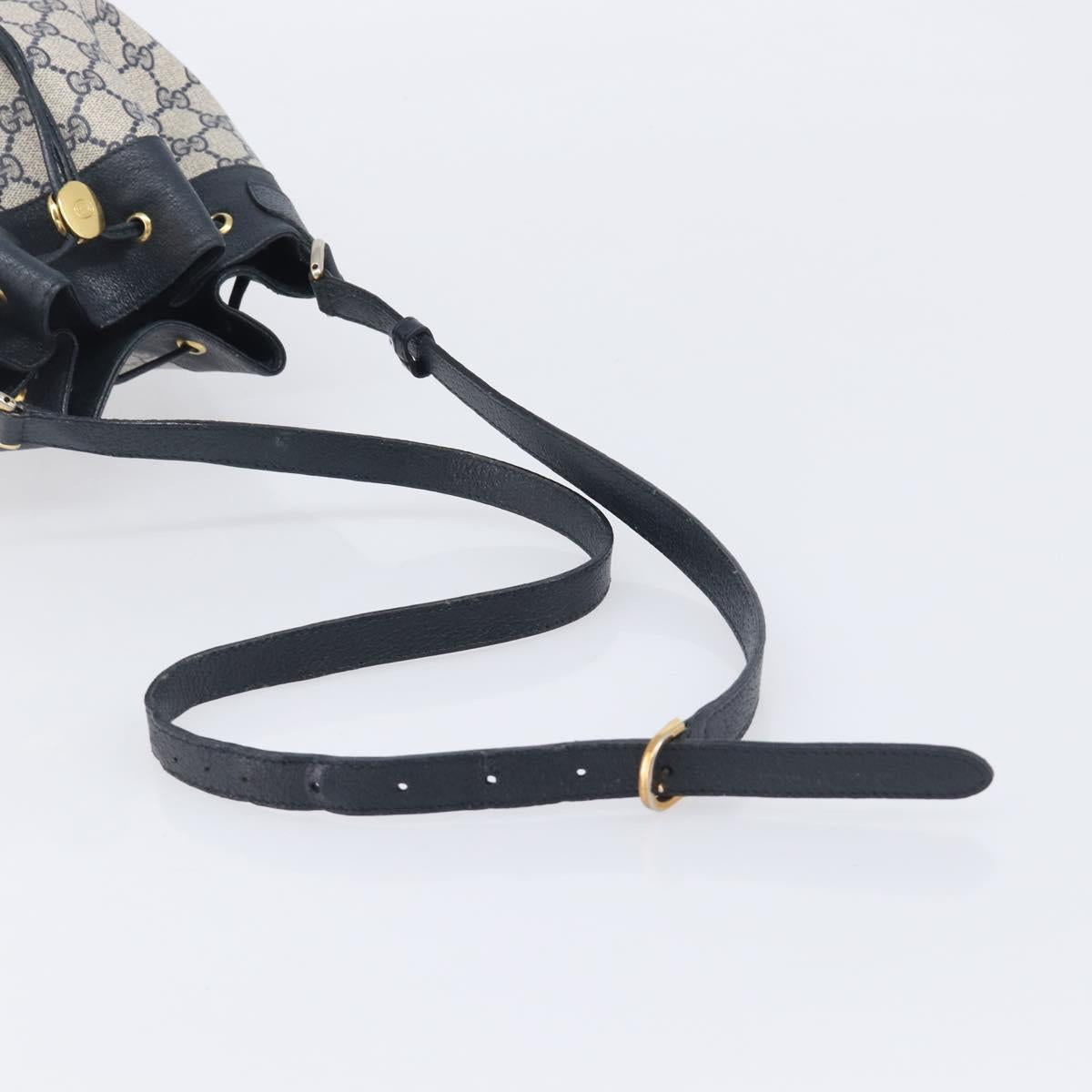 GUCCI GG Supreme Sherry Line Shoulder Bag PVC Navy Gold 41 02 085 Auth 212034