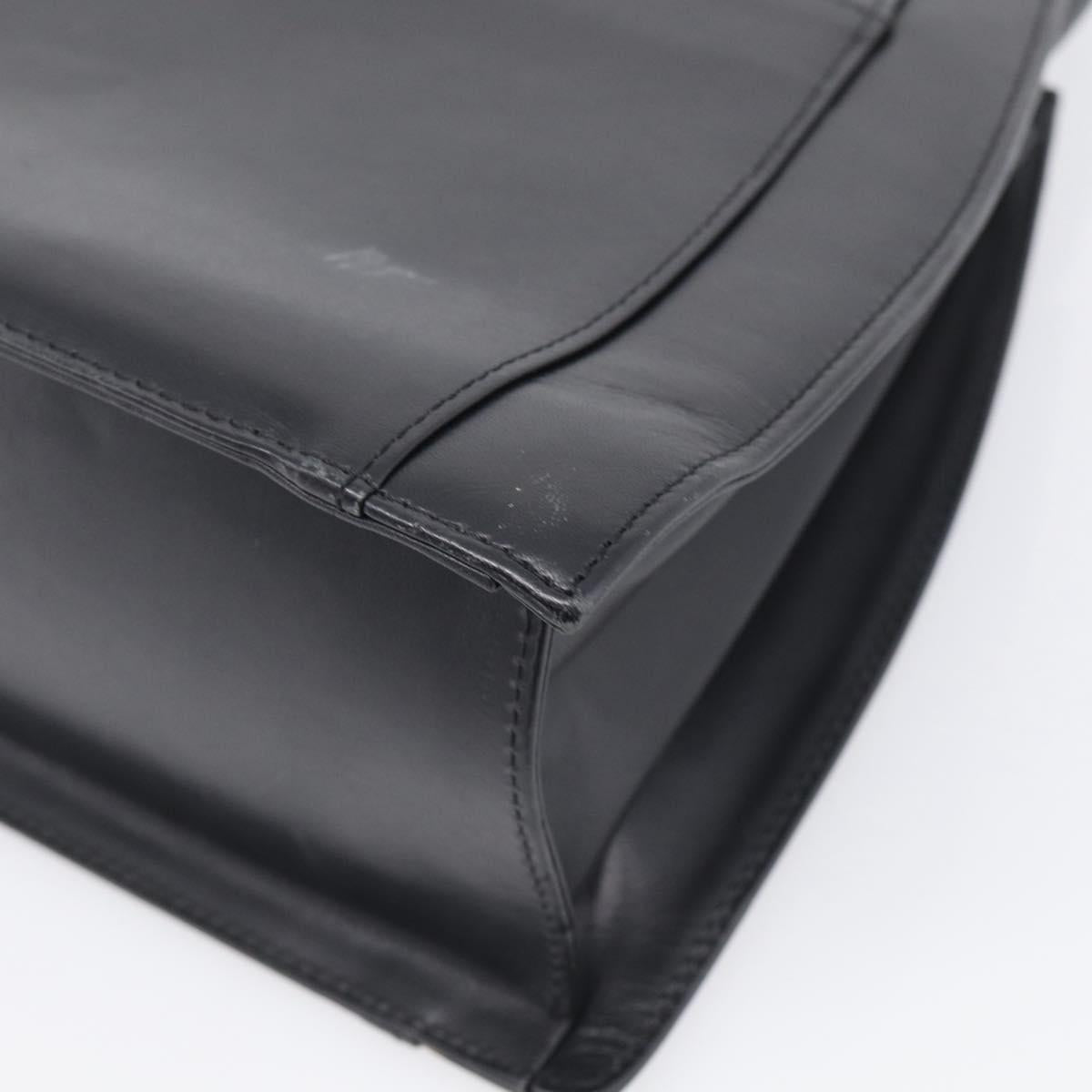 GIVENCHY Hand Bag Leather Black Gold Auth 212037