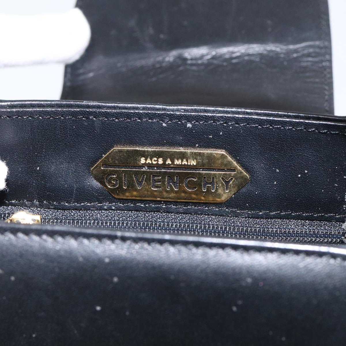 GIVENCHY Hand Bag Leather Black Gold Auth 212037