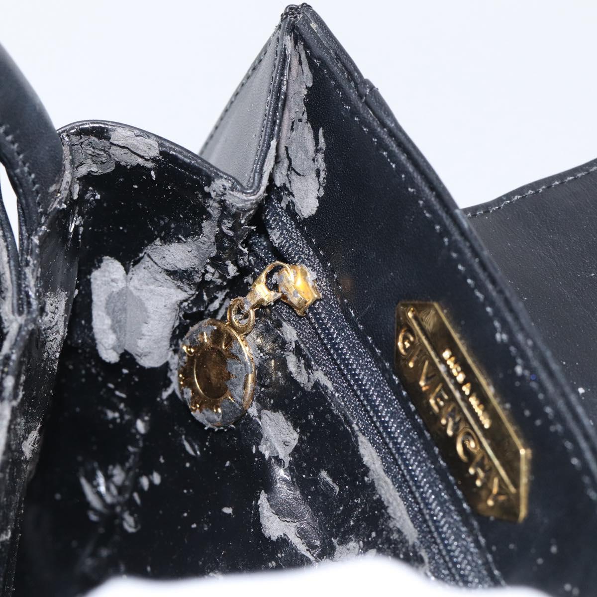 GIVENCHY Hand Bag Leather Black Gold Auth 212037