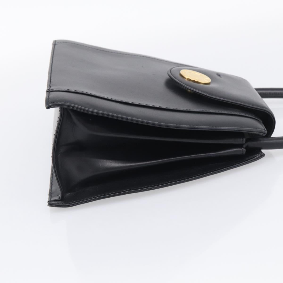 GIVENCHY Hand Bag Leather Black Gold Auth 212037