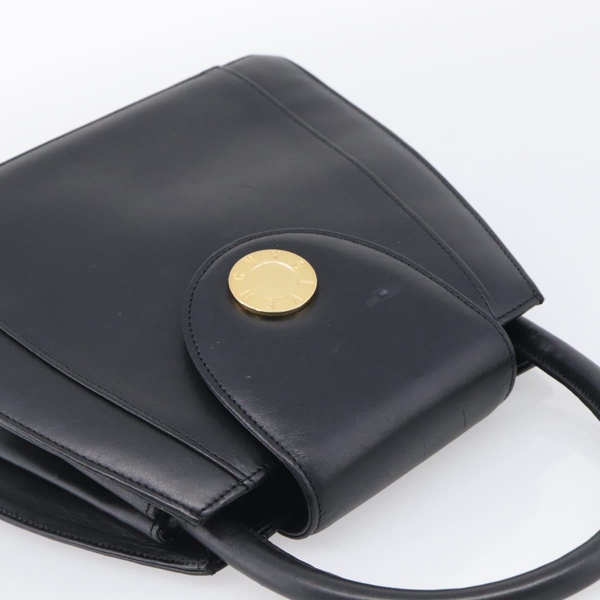 GIVENCHY Hand Bag Leather Black Gold Auth 212037