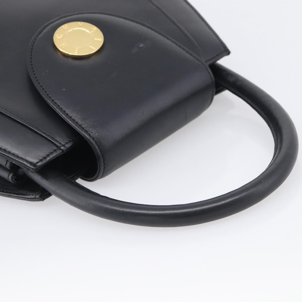 GIVENCHY Hand Bag Leather Black Gold Auth 212037