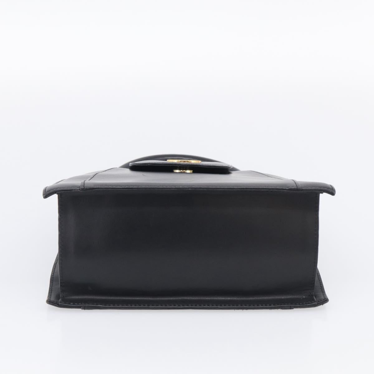 GIVENCHY Hand Bag Leather Black Gold Auth 212037