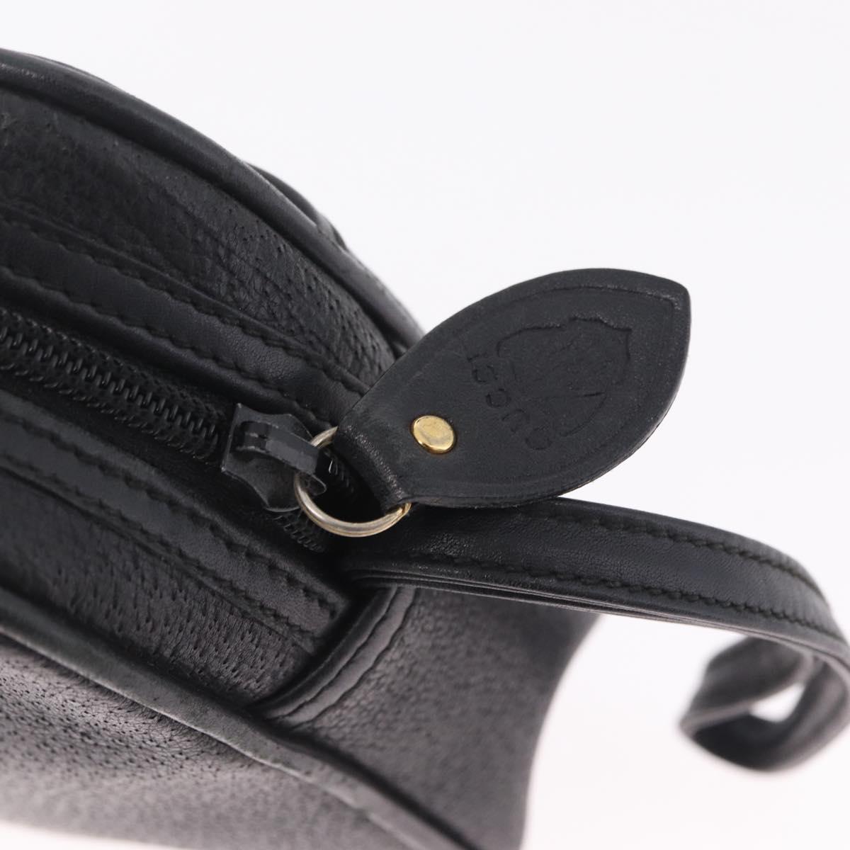 GUCCI Clutch Bag Leather Black Gold 014 58 0028 Auth 212038