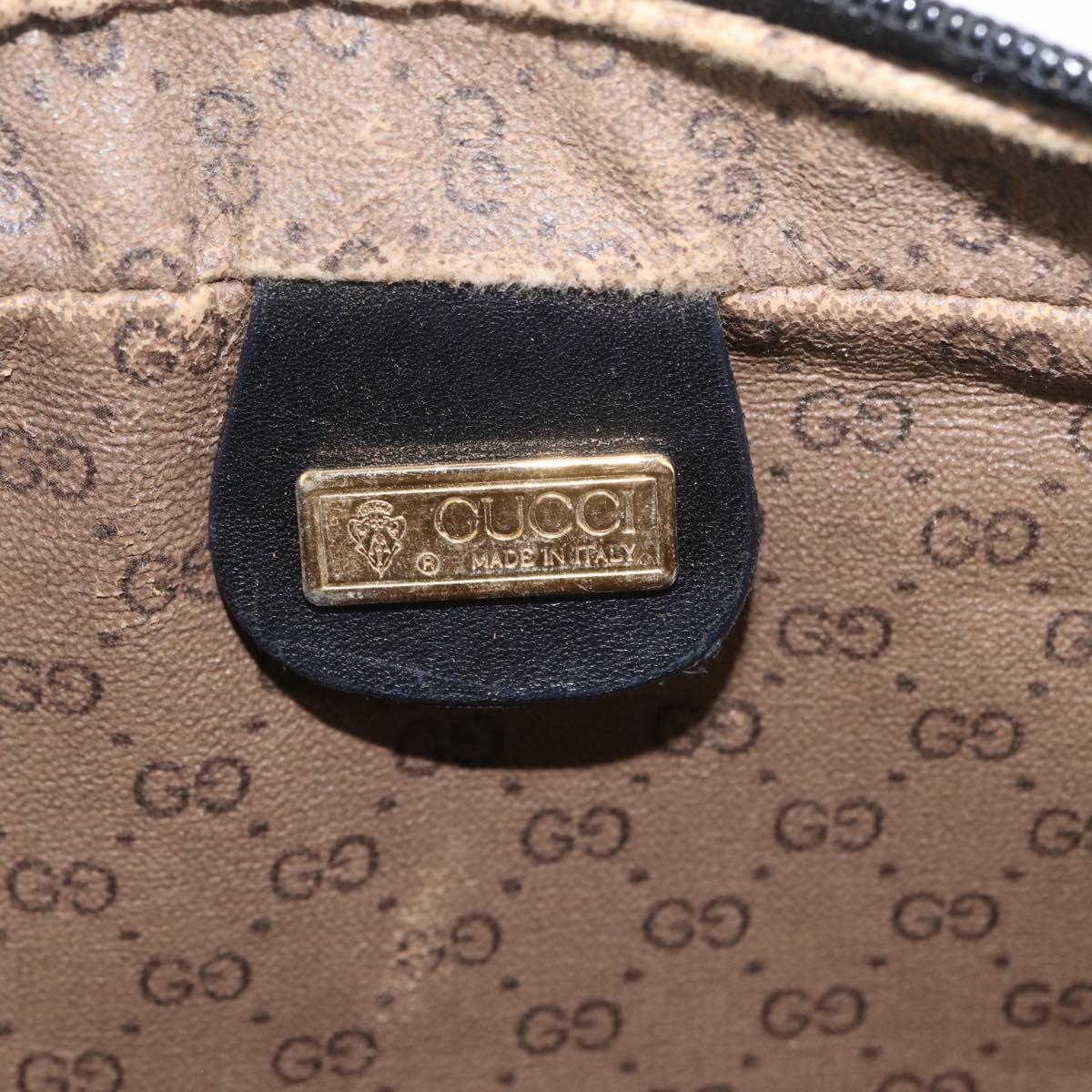 GUCCI Clutch Bag Leather Black Gold 014 58 0028 Auth 212038