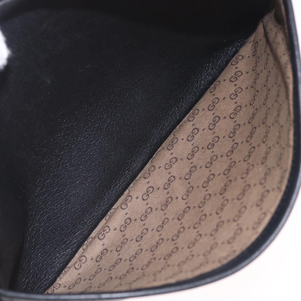 GUCCI Clutch Bag Leather Black Gold 014 58 0028 Auth 212038
