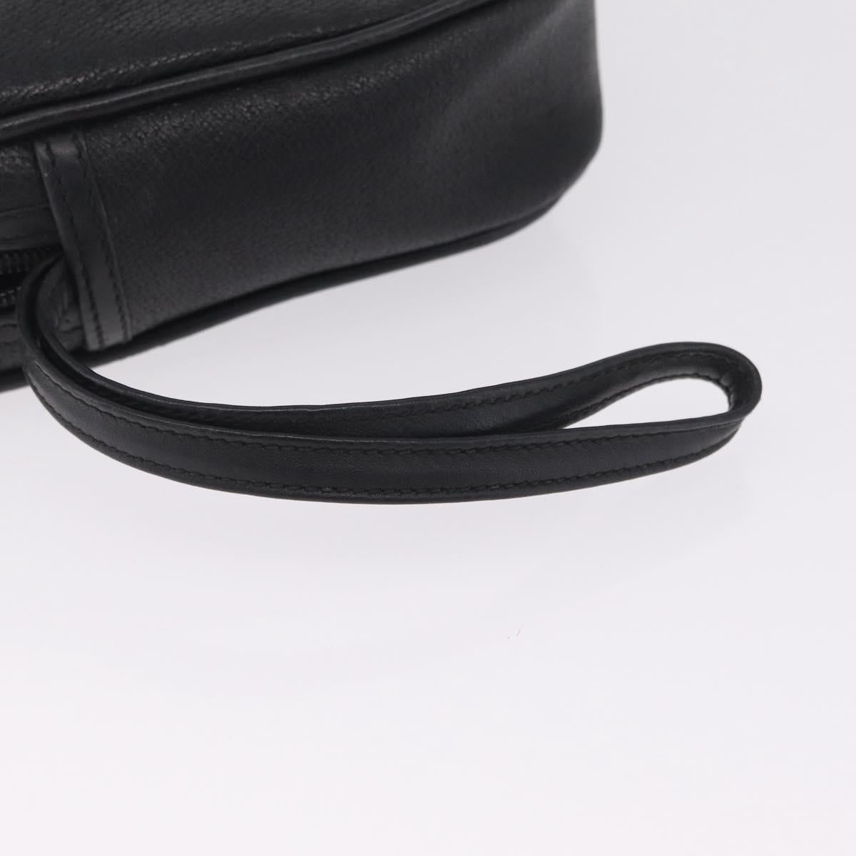 GUCCI Clutch Bag Leather Black Gold 014 58 0028 Auth 212038