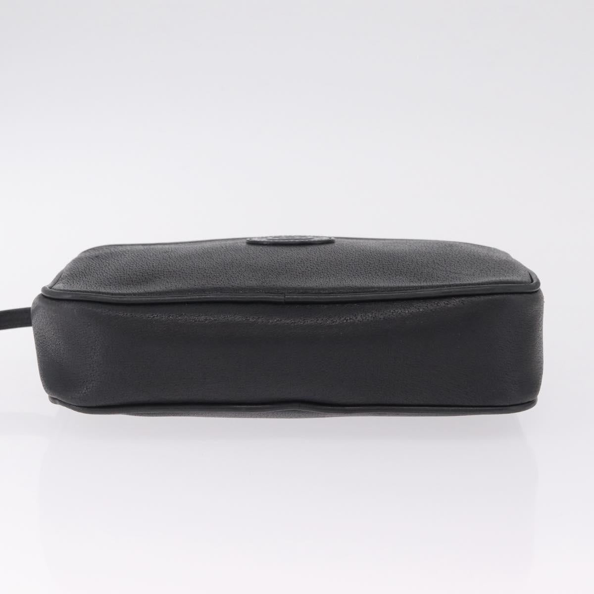 GUCCI Clutch Bag Leather Black Gold 014 58 0028 Auth 212038