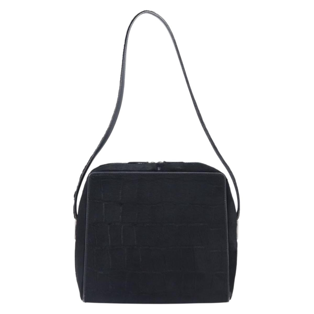 GUCCI Shoulder Bag Harako Leather Black Silver 001 2058 1758 5 Auth 212039