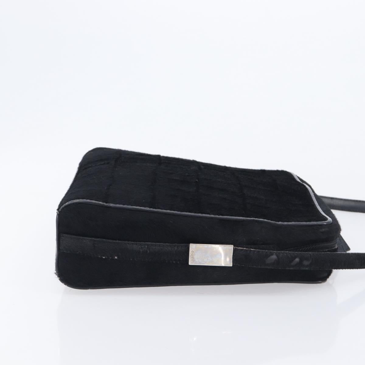 GUCCI Shoulder Bag Harako Leather Black Silver 001 2058 1758 5 Auth 212039