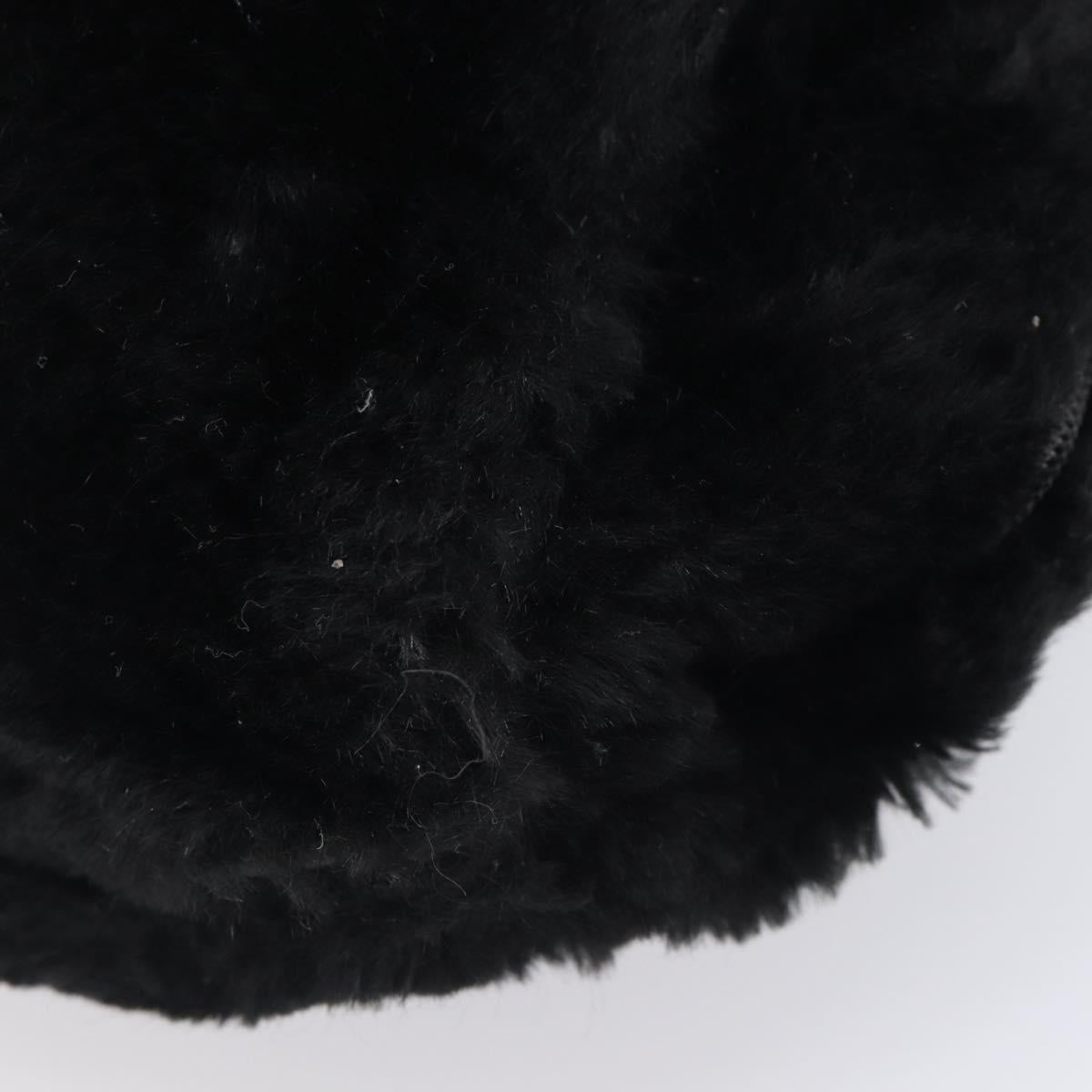 FENDI Tote Bag Acrylic Fur Black Auth 212040