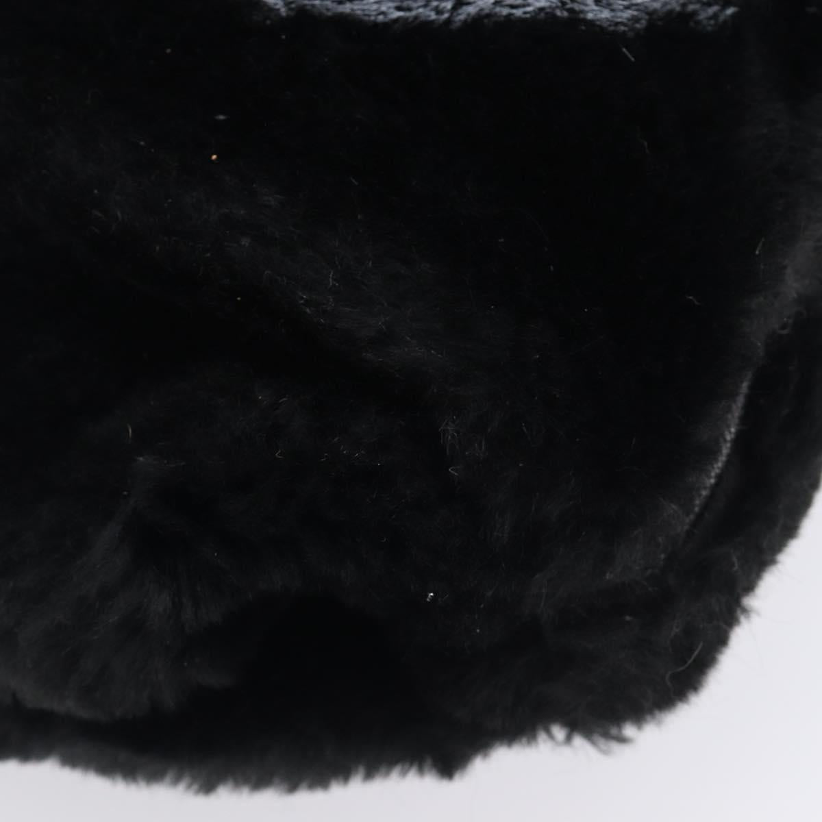 FENDI Tote Bag Acrylic Fur Black Auth 212040