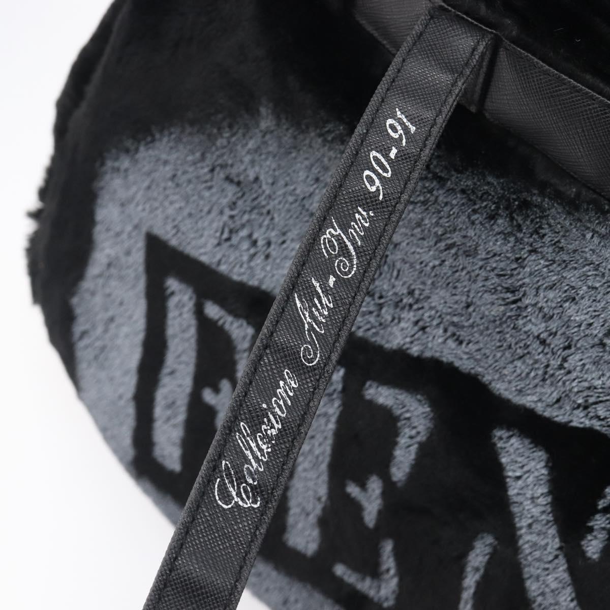 FENDI Tote Bag Acrylic Fur Black Auth 212040