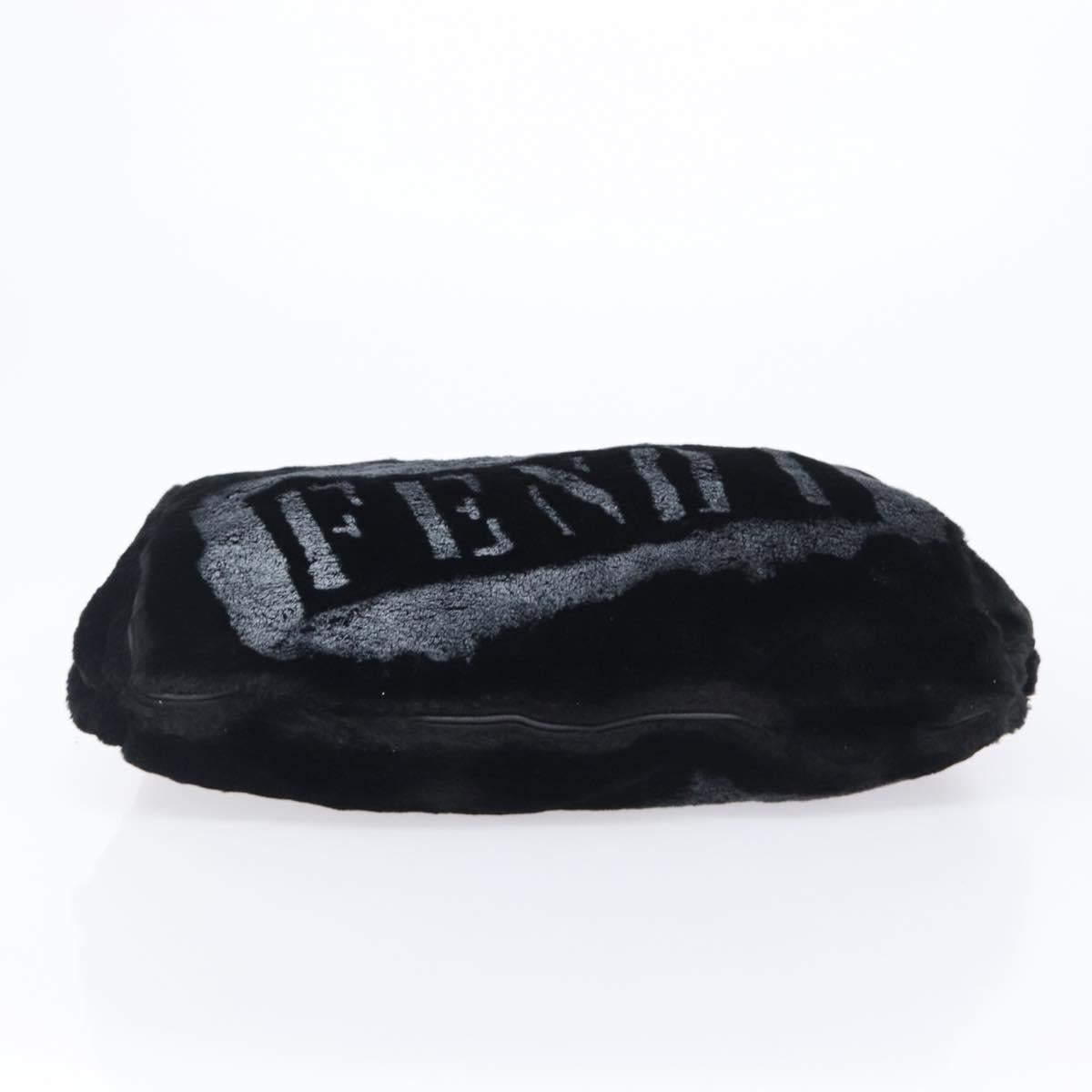 FENDI Tote Bag Acrylic Fur Black Auth 212040