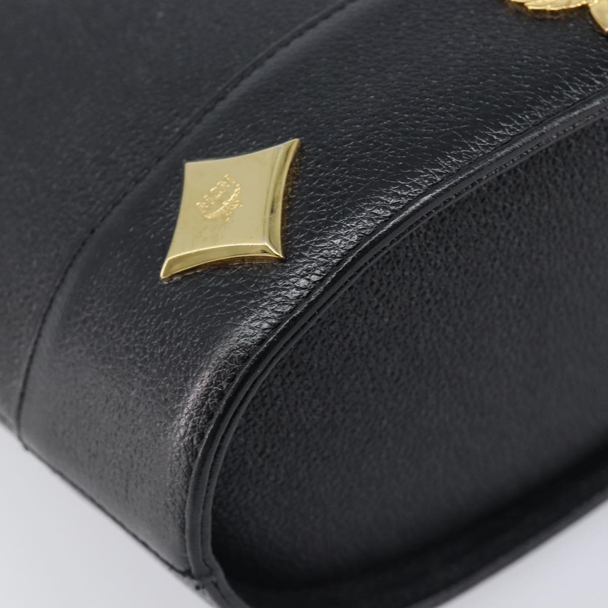MCM Hand Bag Leather Black Gold Auth 212043