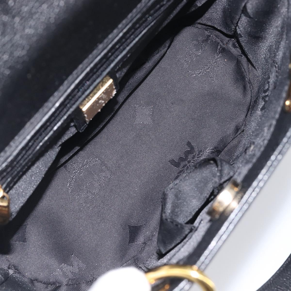 MCM Hand Bag Leather Black Gold Auth 212043