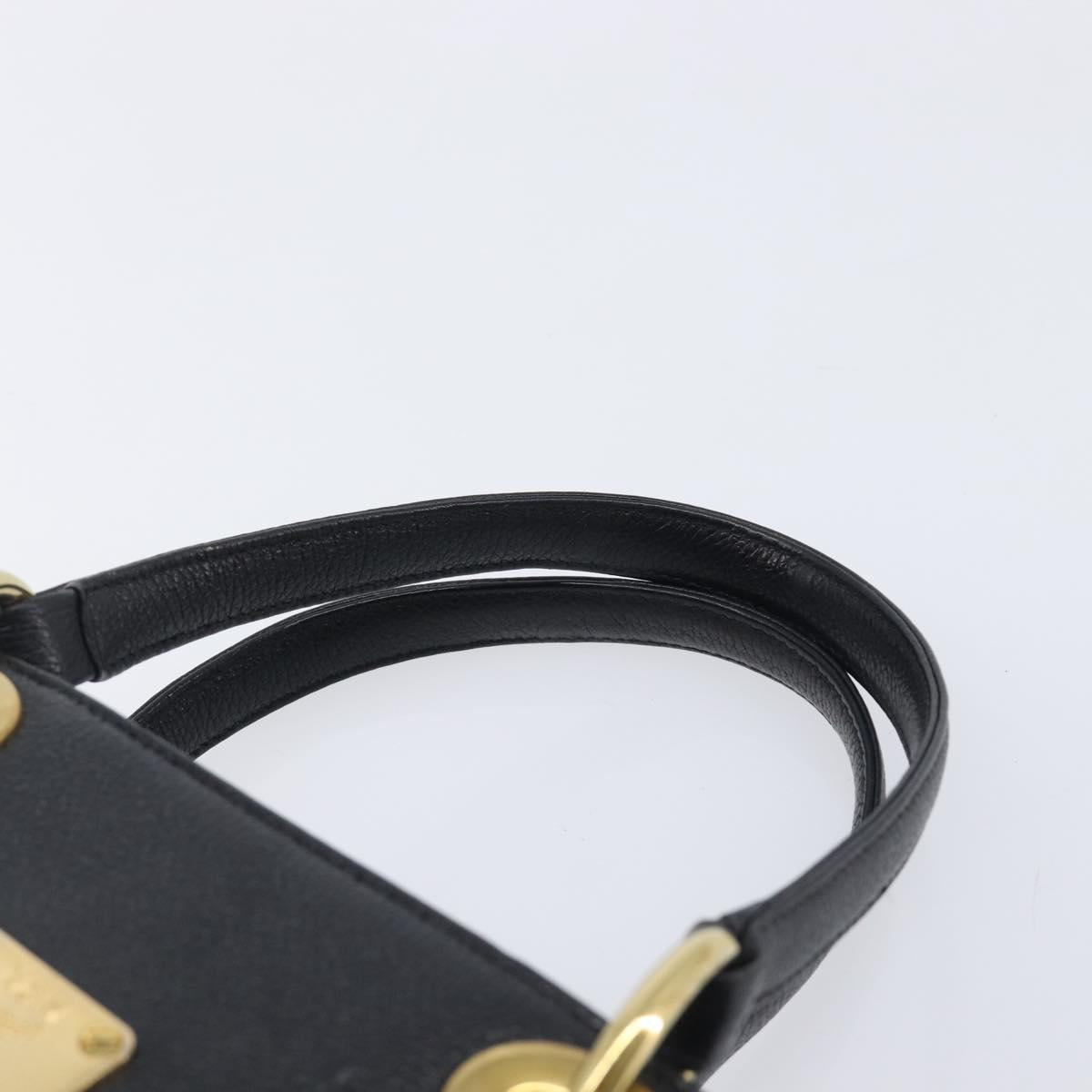 MCM Hand Bag Leather Black Gold Auth 212043