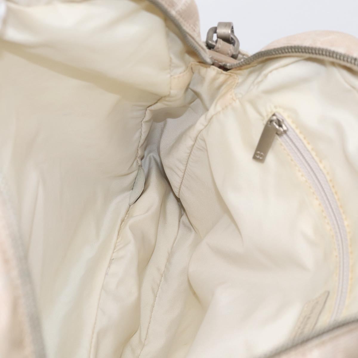 CHANEL New Travel Line Hand Bag Canvas 2way Beige Silver CC Auth 212044A