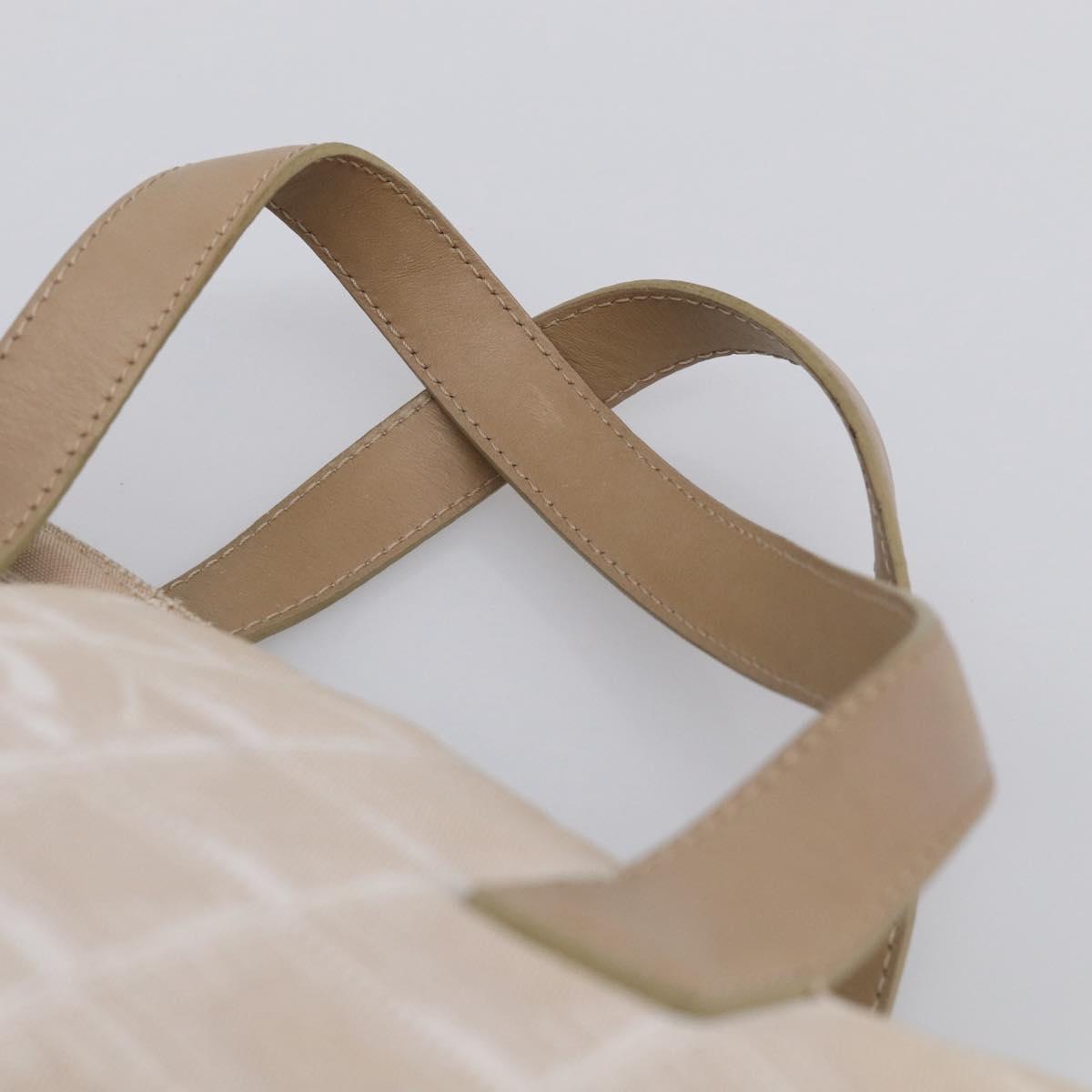 CHANEL New Travel Line Hand Bag Canvas 2way Beige Silver CC Auth 212044A