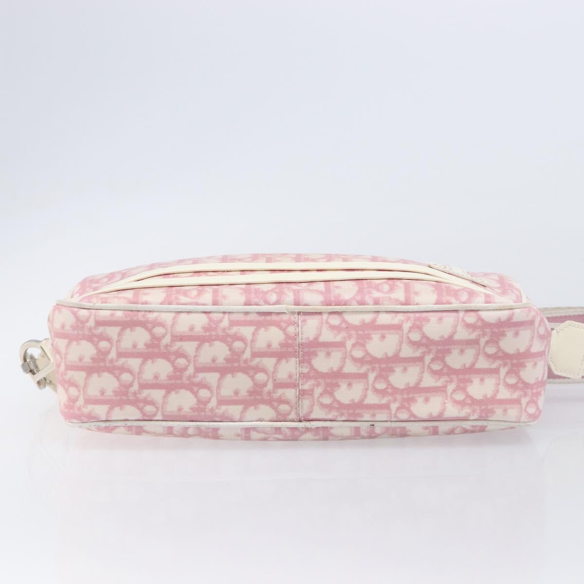 Christian Dior Trotter Canvas Shoulder Bag PVC Pink Silver Auth 212047