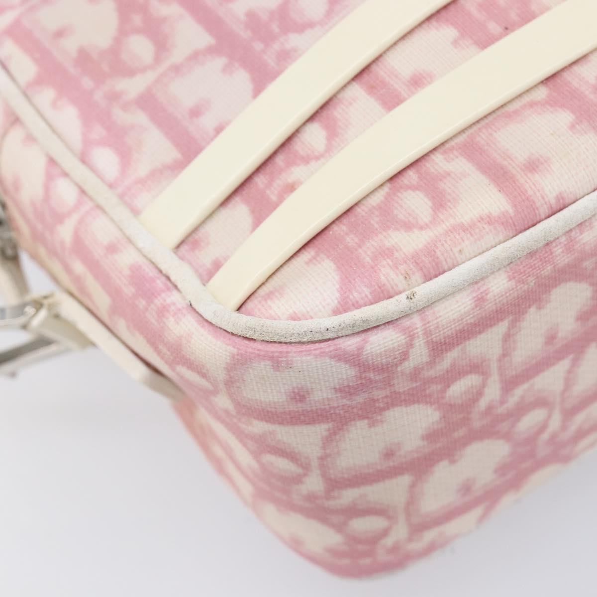 Christian Dior Trotter Canvas Shoulder Bag PVC Pink Silver Auth 212047