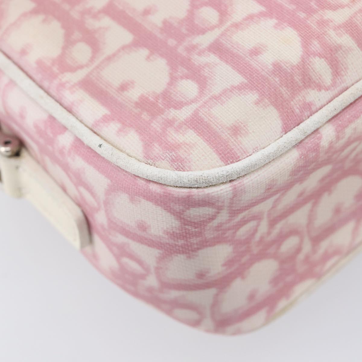 Christian Dior Trotter Canvas Shoulder Bag PVC Pink Silver Auth 212047
