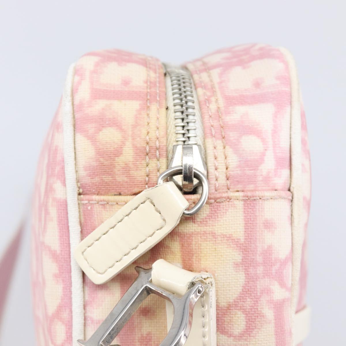 Christian Dior Trotter Canvas Shoulder Bag PVC Pink Silver Auth 212047