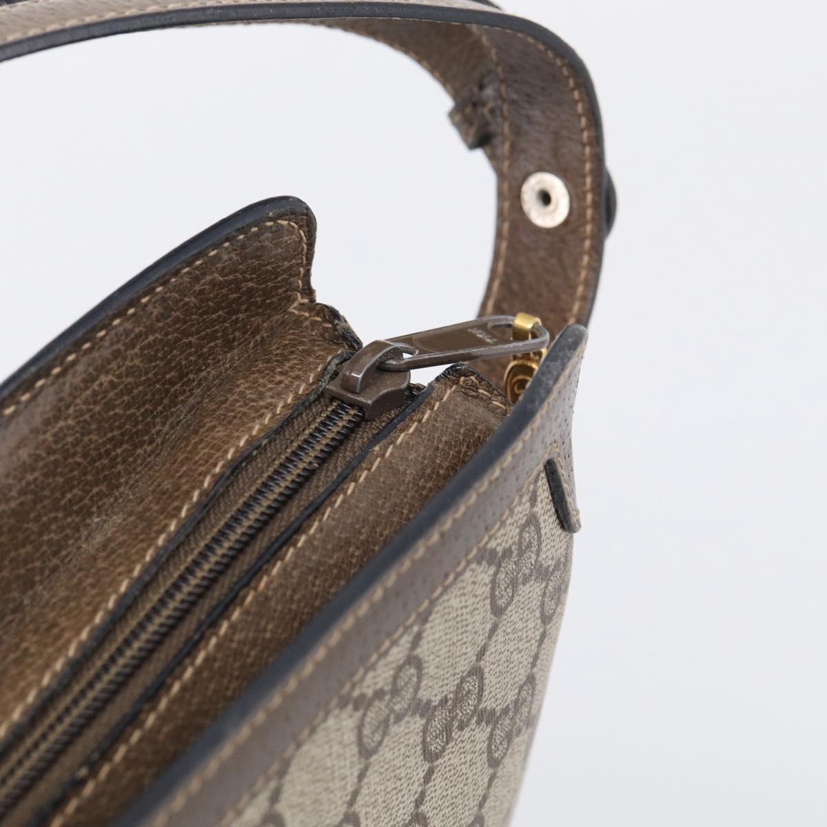 GUCCI GG Supreme Web Sherry Line Bag PVC Beige Gold 14 02 013 Auth 212048