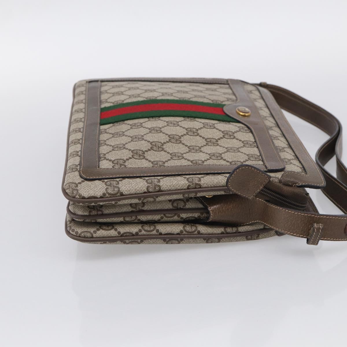 GUCCI GG Supreme Web Sherry Line Bag PVC Beige Gold 14 02 013 Auth 212048