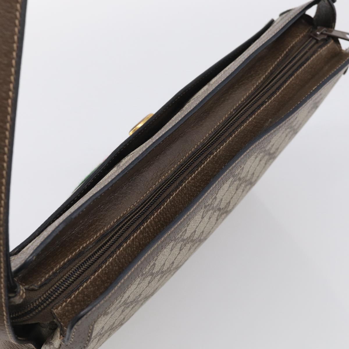 GUCCI GG Supreme Web Sherry Line Bag PVC Beige Gold 14 02 013 Auth 212048