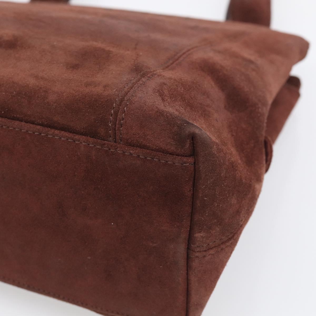 CHANEL Tote Bag Suede Brown CC Auth 212050A