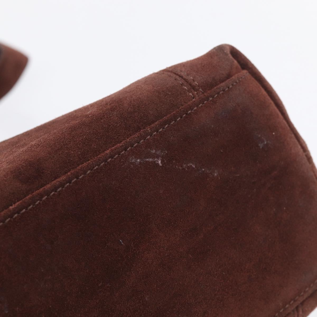 CHANEL Tote Bag Suede Brown CC Auth 212050A