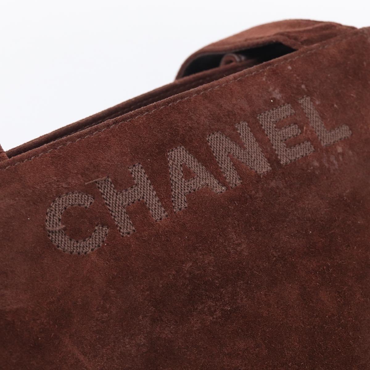 CHANEL Tote Bag Suede Brown CC Auth 212050A