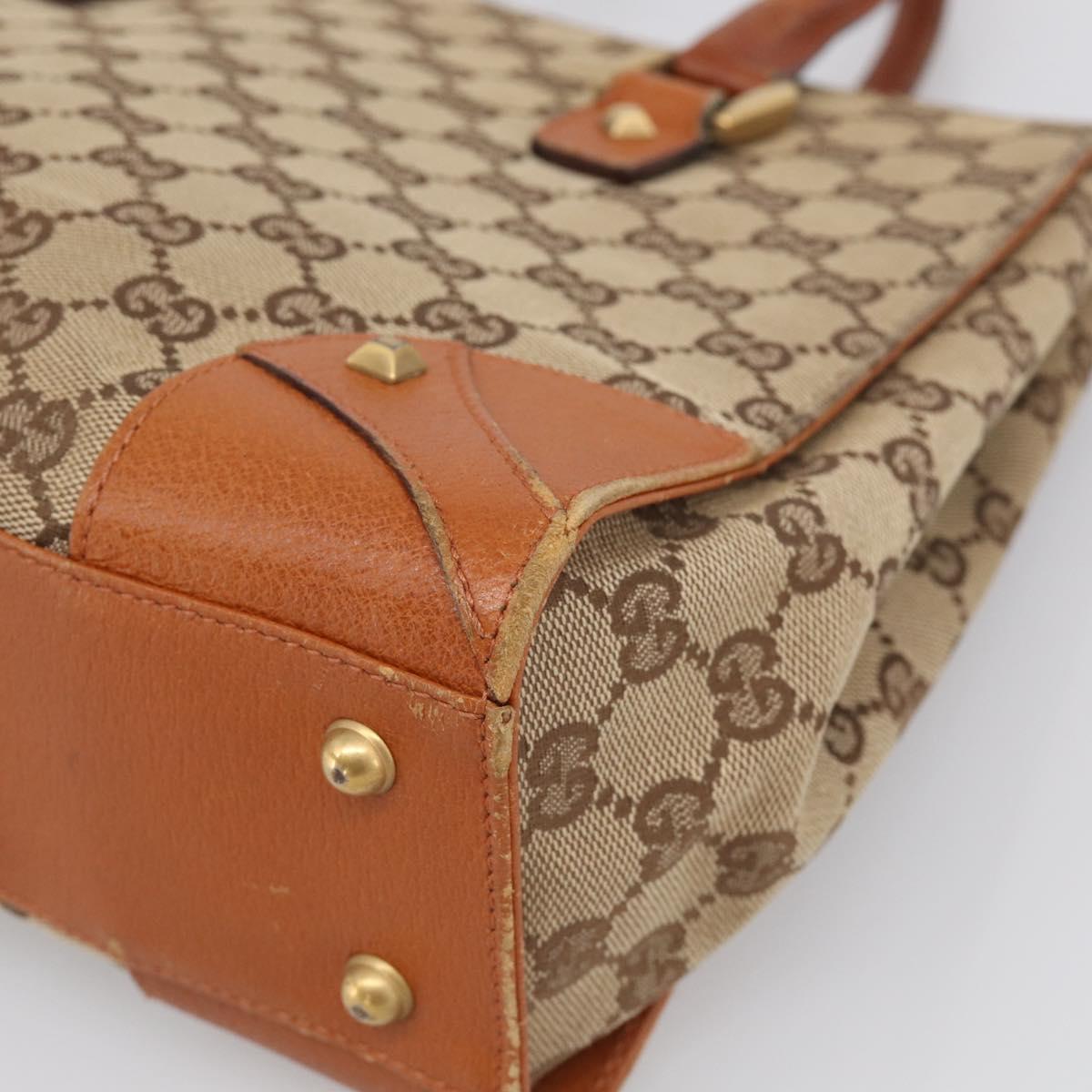 GUCCI GG Canvas Hand Bag Beige Gold 120895 Auth 212051