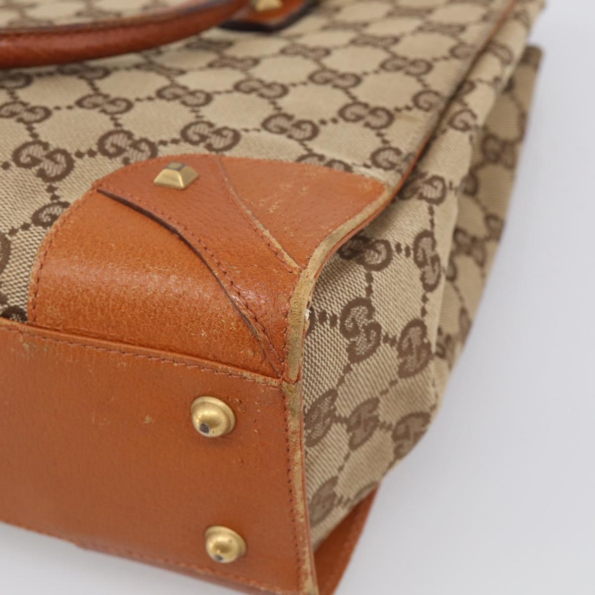 GUCCI GG Canvas Hand Bag Beige Gold 120895 Auth 212051