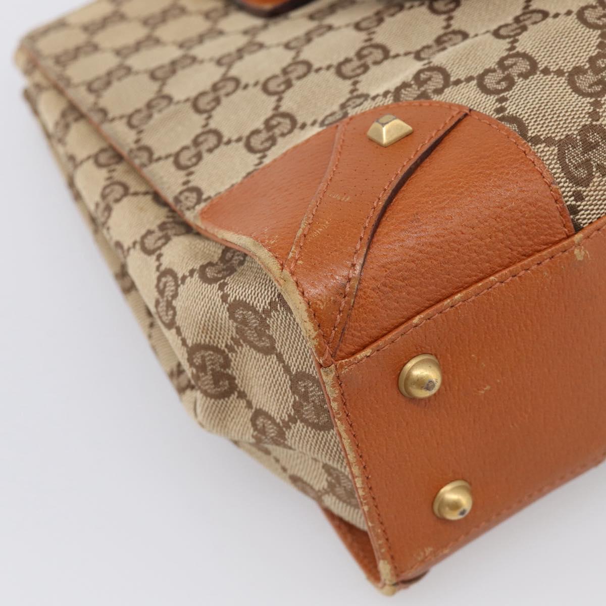 GUCCI GG Canvas Hand Bag Beige Gold 120895 Auth 212051