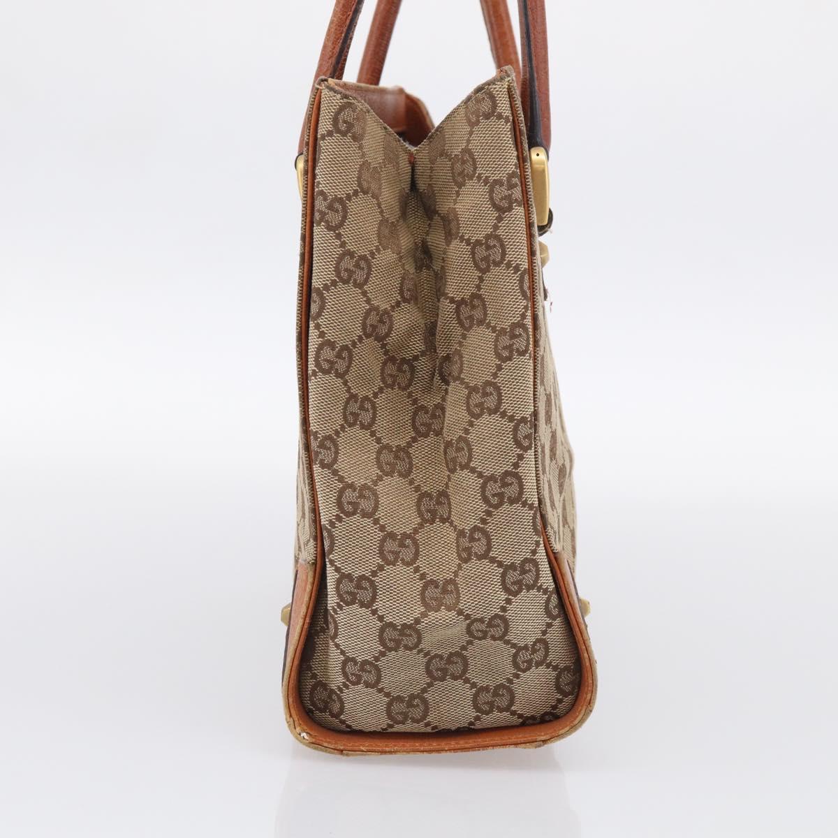 GUCCI GG Canvas Hand Bag Beige Gold 120895 Auth 212051
