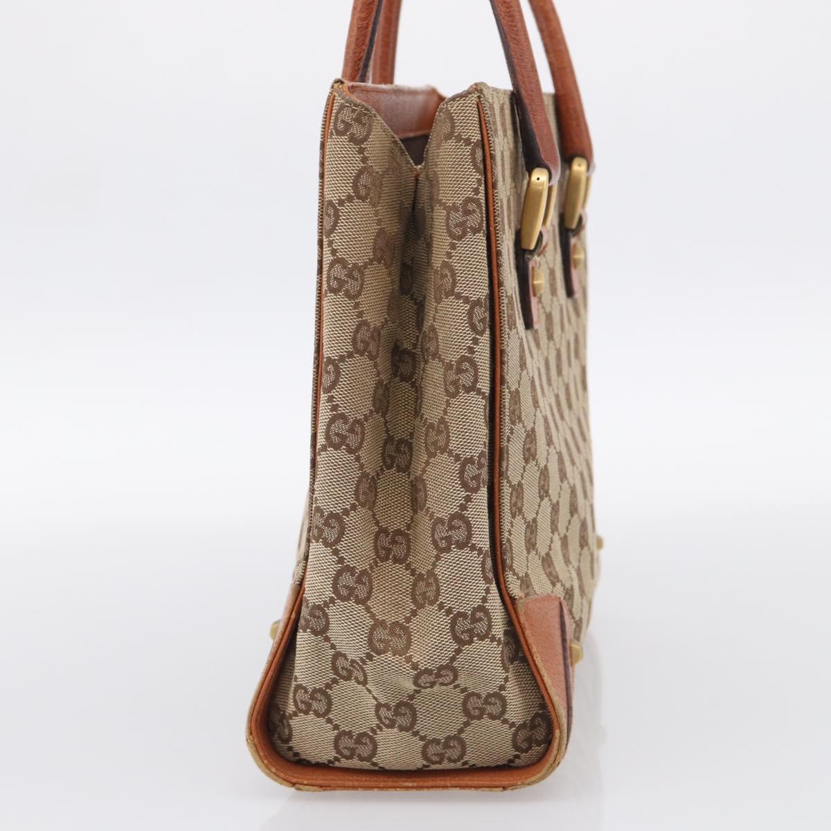 GUCCI GG Canvas Hand Bag Beige Gold 120895 Auth 212051