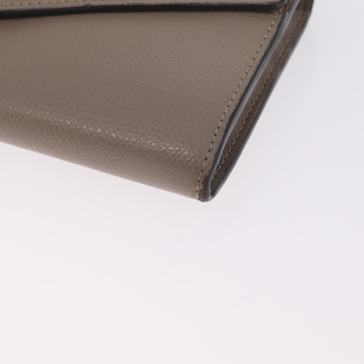 FENDI F's Long Wallet Leather Gray Gold Auth 212053A