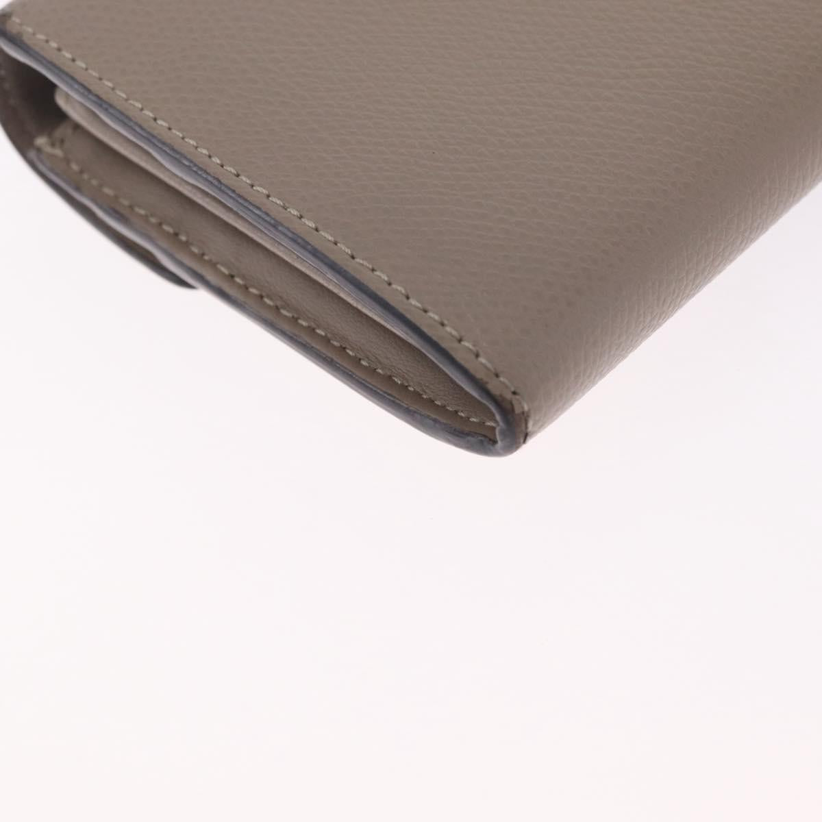 FENDI F's Long Wallet Leather Gray Gold Auth 212053A